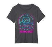 Astro BOT Neon Waving Character with Icons Video Game Camiseta, Mujer Tallas Grandes, Jaspeado Oscuro, 2XL Grande