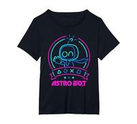 Astro BOT Neon Waving Character with Icons Video Game Camiseta, Mujer Tallas Grandes, Negro, 2XL Grande