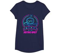 Astro BOT Neon Waving Character with Icons Video Game Camiseta, Niñas, Azul Marino, L