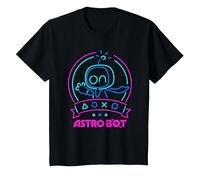 Astro BOT Neon Waving Character with Icons Video Game Camiseta, Niños, Negro, 12 años