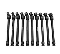 Astro Tools 78354 - Juego de 10 llaves de vaso de extensión de impacto universales sin pines de 3/8 pulgadas, 6 puntos, métrico