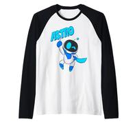 Astrobot Astro Blue Bold Font Classic Super Pose with Cape Camiseta Manga Raglan