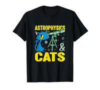 Astrofísica Y Gatos Divertido Astrofísico Astronomía Camiseta gráfica económica, Hombre, Negro, M