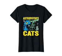 Astrofísica Y Gatos Divertido Astrofísico Astronomía Camiseta gráfica económica, Mujer, Negro, M