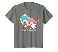 Astrología mágica de Sanrio Little Twin Stars Camiseta, Niños, Verde Militar Jaspeado, 10 años