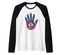 Astrología Símbolos Ojo de Palma Mágica Cósmica Mapa Estelar Espir Camiseta Manga Raglan