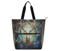 Astrology Deer Safari - Bolsa de libros cian para niños y adultos, resistente, reutilizable, bolsa de comestibles con cremallera para la universidad, compras, playa, arco iris