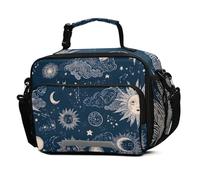 Astrology Mystic Sun Moon - Lonchera grande aislada para niños y niñas, bolsa térmica reutilizable, bolsa de almuerzo escolar con correa para el hombro