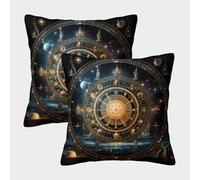 Astrology Wheel-Mystical Cosmic Design Fundas De Cojín del Sofá Juego De 2 Available All Seasons Fundas De Almohada Decorativos Cuadrado Throw Cojín Cama Hogar Coche 50x50cm