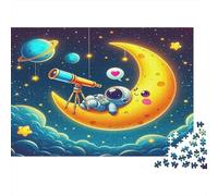 Astronaut 1000 Pieces Adult Puzzle Astronaut with Telescope on Moon for Adults Kids Age 12 Years + Gift 70x50cm 1000pcs