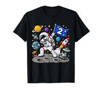 Astronaut 2nd Birthday Boy 2 Years Old Space Galaxy Party Camiseta