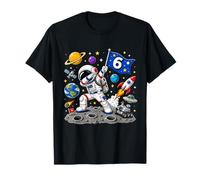 Astronaut 6th Birthday Boy 6 Years Old Space Galaxy Party Camiseta