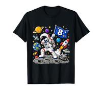 Astronaut 8th Birthday Boy 8 Years Old Space Galaxy Party Camiseta