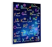 Astronaut ABC Alphabet Poster - Space Words & Planets Educational Chart, Kids Room Decor for Boy Girl Nursery, Classroom Wall Art (Framed,12x18inch(30x45cm))