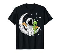 Astronaut and Alien Eating Pizza On The Moon Camiseta