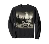 Astronaut and Alien Eating Pizza Party UFO Sudadera