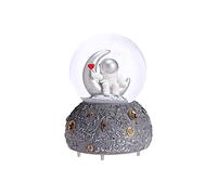 Astronaut - Caja de música de globo de nieve con purpurina musical de 80 mm con luces LED que cambian de color, decoración del hogar, regalos de cumpleaños para hombres, mujeres, niños y niñas (plata)