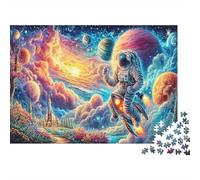 Astronaut Floating in Colorful Cosmic Vortex 1000Pc Jigsaw Puzzles for Women & Men Astronaut in Vibrant Space Impossible Hard Puzzle | Home Activity 38x26cm/1000pcs