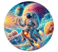 Astronaut Floating in Colorful Cosmic Vortex_2 1000 Piezas Rompecabezas Redondo Redondo Puzzle Puzzle 1000 Piezas Astronaut Floating in Colorful Cosmic Vortex_2 Rompecabezas Para Adultos Regalo Para N