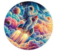 Astronaut Floating in Colorful Cosmic Vortex_3 1000 Piezas Rompecabezas Redondo Rompecabezas Circular Puzzle 1000 Piezas Astronaut Floating in Colorful Cosmic Vortex_3 Puzzle De Madera para Adultos Y
