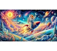 Astronaut-Floating-in-Colorful-Cosmic-Vortex Puzzle para Adultos 1000 Piezas Juego Familiar Divertido y desafiante Papel Reciclado para decoración Mural y Regalos 70x50/1000pcs