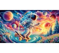 Astronaut-Floating-Through-Colorful-Cosmic-Vortex 1000 Piezas Puzzle Reciclado Actividad en casa Juego Familiar Desafiante para Adultos Regalo 38x26/1000pcs