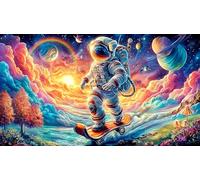 Astronaut-Floating-Through-Colorful-Cosmic-Vortex 1000 Piezas Puzzle Reciclado Juego Educativo desafiante para Adultos Regalo para Mujeres y Hombres 38x52/1000pcs