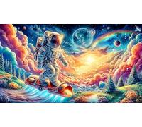 Astronaut-Floating-Through-Colorful-Cosmic-Vortex Puzzle Familiar 1000 Piezas Desafiante y Divertido Papel Reciclado para Adultos 38x52/1000pcs