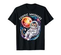 Astronaut Kitten Floating in Space Retro Cosmic Style Camiseta