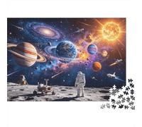 Astronaut Moon Puzzle para Adultos 1000 Piezas Reciclable Paper Galaxy Art Puzzle Accesorios para Juegos Padre-Hijo Developing Boy & Girl‘s Intelligence Toy 70x50cm/1000 Piezas