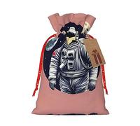 Astronaut On The Moon - 1 bolsa de Navidad con cordón de 4.7 x 6.9 pulgadas, bolsa robusta para regalos y artículos esenciales de uso diario