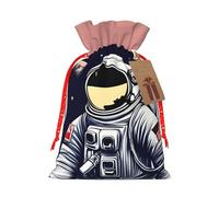 Astronaut On The Moon - 1 bolsa de regalo con cordón impreso, embalaje para fiestas, caramelos, regalos de Navidad, decoración de vacaciones