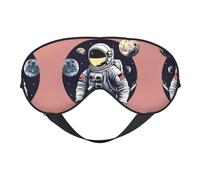 Astronaut On The Moon - Máscara de ojos suave y cómoda para dormir, ajustable, funda opaca reversible, descanso nocturno