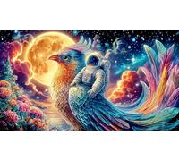 Astronaut-Playing-Guitar-on-The-Moon 1000 Piezas Puzzle Reciclado Juego Familiar Divertido Desafiante para Adultos Decoración Mural 70x50/1000pcs