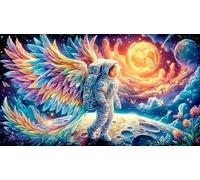 Astronaut-Playing-Guitar-on-The-Moon Puzzle Adultos 1000 Piezas Papel Reciclado Juego Familiar Desafiante para Adultos y niños de 12 años 70x50/1000pcs