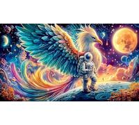 Astronaut-Playing-Guitar-on-The-Moon Puzzle Adultos 1000 Piezas Papel Reciclado Juego Familiar Divertido Desafiante para decoración Mural 38x26/1000pcs