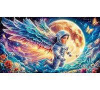 Astronaut-Playing-Guitar-on-The-Moon Puzzle de 1000 Piezas Reciclado Juego Familiar Desafiante para relajación y decoración Mural Regalo 38x26/1000pcs