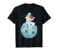Astronaut Playing Violin Gifts Camisa Niños Camiseta Mujeres Regalo Hombres Viola Camiseta Unisex Niños Adultos Black S Manga Corta