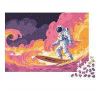 Astronaut Surfing in Space Puzzle Imposible,desafío for Adults Entretenimiento Creativo 1000 Piezas Obra De Arte De Juego De para Adultos Y Niños A Partir De 12 Años 52x38cm/1000pcs