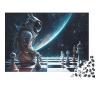 Astronauta Ajedrez Espacial Puzzle de 1000 Piezas Papel para Adultos Escena Futurista Ciencia Ficción Puzzle para Toda la Familia Decoración Regalo 38x26cm/1000pcs