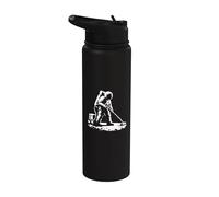 Astronauta Aspiradoras En La Luna - Divertido Amante Del Espacio Gráfico Stainless Steel Insulated Water Bottle