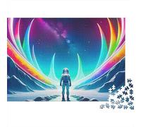 Astronauta Aurora Arcoíris Puzzle de 1000 Piezas Papel Puzzle para Adultos Vista Nocturna Puzzle para Toda la Familia 70x50cm/1000pcs
