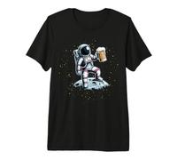 Astronauta & Beer On The Moon Funny Space Drinker Humor Camiseta Premium