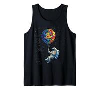 Astronauta de conciencia sobre el autismo con rompecabezas globo espacial niño niño Camiseta sin Mangas