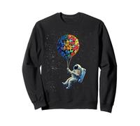 Astronauta de conciencia sobre el autismo con rompecabezas globo espacial niño niño Sudadera