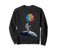 Astronauta de conciencia sobre el autismo con rompecabezas globo espacial niño niño Sudadera
