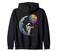 Astronauta de conciencia sobre el autismo con rompecabezas globo espacial niño niño Sudadera con Capucha