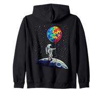Astronauta de conciencia sobre el autismo con rompecabezas globo espacial niño niño Sudadera con Capucha