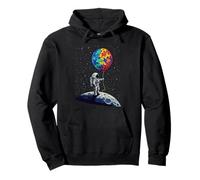 Astronauta de conciencia sobre el autismo con rompecabezas globo espacial niño niño Sudadera con Capucha