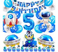 Astronauta Decoración Cumpleaños 5 Años,51 Piezas Espacio Globos Cumpleaños Infantil,Espacial Cumpleaños Kit con Happy Birthday Banners,Cohete Temática Cumpleaños Fiesta Niños Niñas